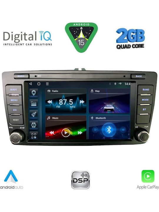 Digital IQ Auto-Audiosystem für Skoda Octavia 2005-2012 mit Klima (Bluetooth/USB/AUX/Eingebautes Wi-Fi / 3G/GPS/Apple CarPlay/Android Auto) mit Touchscreen 8"