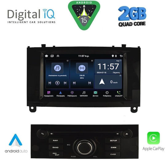 Digital IQ Car Audio System for Peugeot 407 2004-2011 with Clima (Bluetooth/USB/WiFi/GPS/Apple CarPlay/Android Auto) with 7" Touch Screen