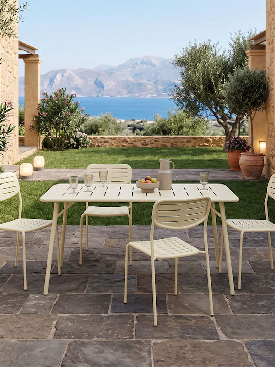 Moraja Outdoor Dining Room Set 5 Pieces Cream