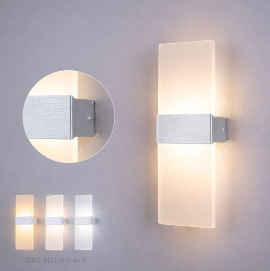 VenCore Modern Wall Lamp with Integrated LED and Adjustable White Light Silver 5x30cm