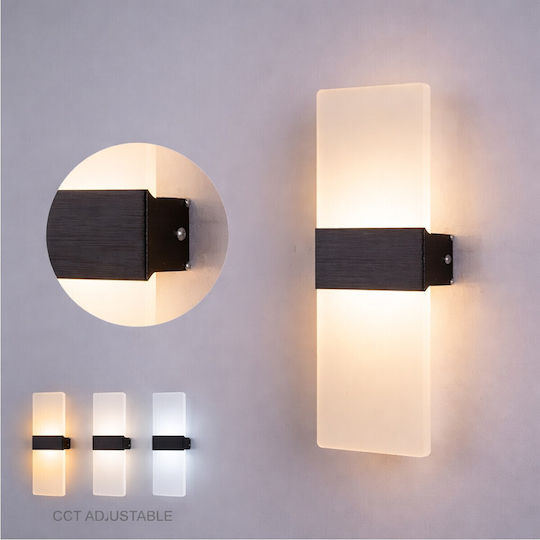 VenCore Modern Wall Lamp with Integrated LED and Adjustable White Light Black 5x30cm