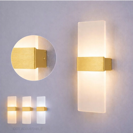 VenCore Modern Wall Lamp with Integrated LED and Adjustable White Light Gold 5x30cm