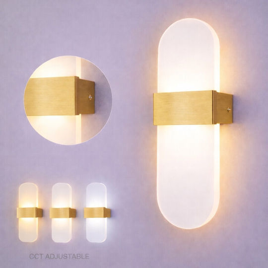 VenCore Modern Wall Lamp with Integrated LED and Adjustable White Light Gold 5x30cm