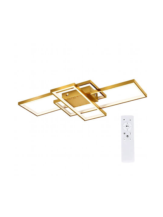 VenCore Plafonieră de Tavan 90cm Aurie cu LED Integrat și Telecomandă