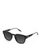 Unisex Sunglasses with Black Horn-Rimmed Frame and Black Lens