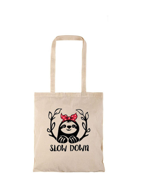 Shopping Bag Natural Long Handles Slow Down