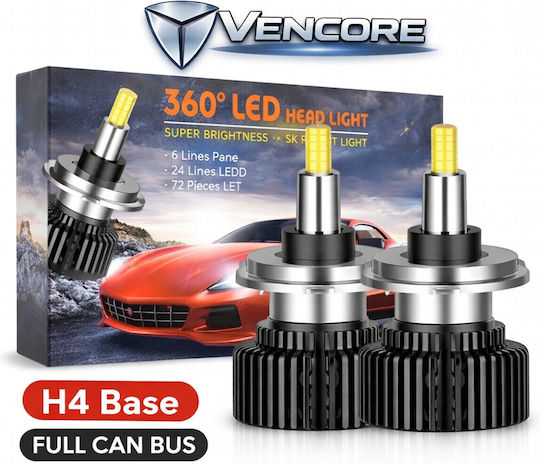 VenCore Car and Motorcycle Lamp H4 Canbus LED 6000K Cold White 12-24V 45W
