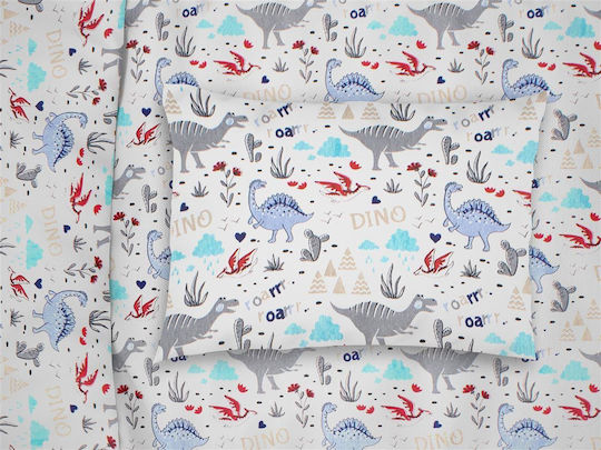 Dimcol Dino 309 Kids Pillowcase 35x45cm White Blue