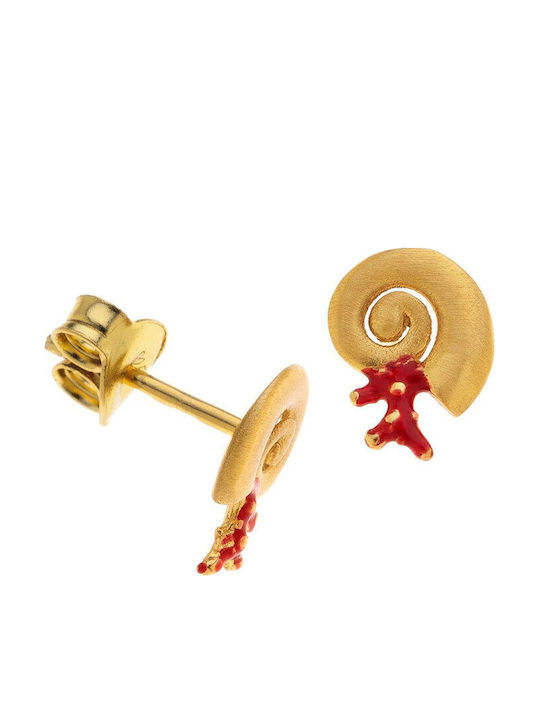 Arteon Gold Plated Silver Stud Earrings with Red Stones