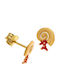Arteon Gold Plated Silver Stud Earrings with Red Stones