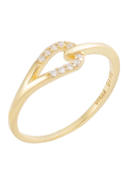 Prince Silvero Women's Ring with Zircon Made of Gold Plated Silver
