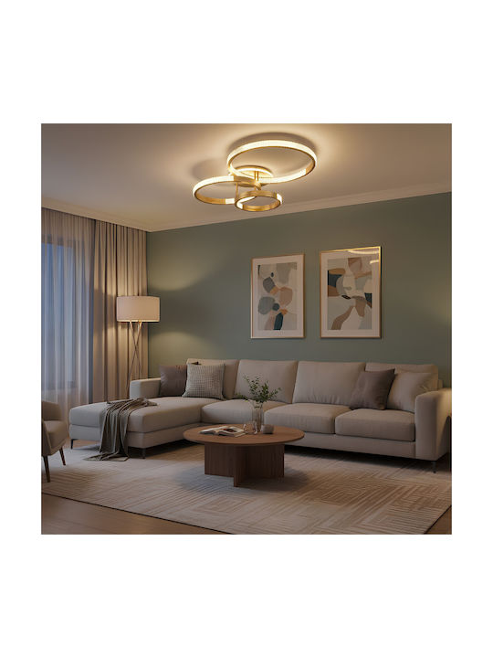 Kelvo Diamond Klv-101-0228 Ceiling Light Led 100w 10000lm 360° Ac 220-240v Ip20 Adjustable White Cct Remote Control 2700k to 6000k Dimmable Lumileds Smd Chip Gold Platinum W80 X D50 X H20cm 3 Years Warranty Klv-101-0228