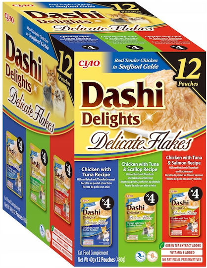 Inaba Dashi Delights Delicate Flakes Tuna Mix Wet Cat Food 12x40g