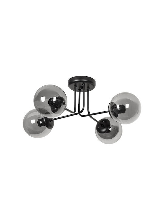Ceiling Light Leo Black Grey 4xe27 Ø680 Mm