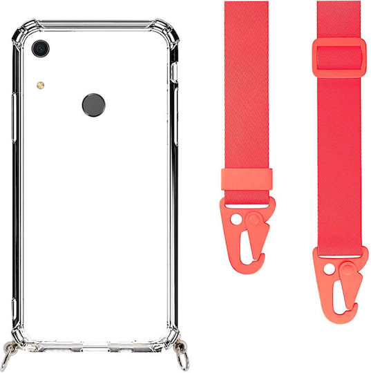 Handyhülle Transparent Nackenriemen Rot Huawei Y6s