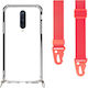 Handyhülle Transparent Nackenriemen Rot OnePlus 8