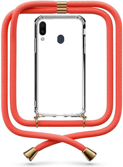Transparent Mobile Phone Case With Coral Neck Strap Galaxy M20