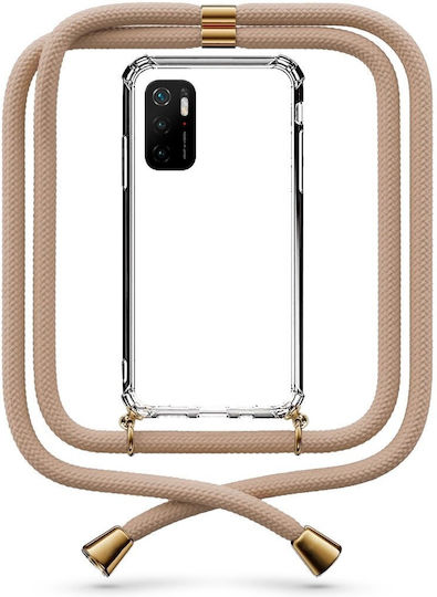 Husă Telefon Transparentă Cu Șnur Bej Xiaomi Poco M3 Pro