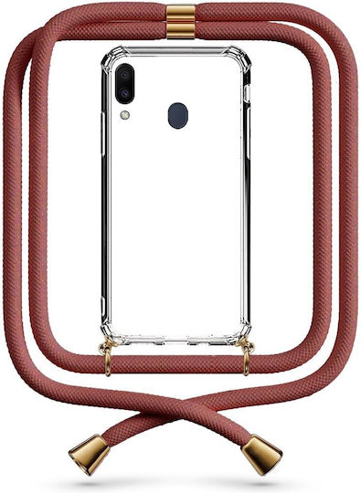 Handyhülle Transparent mit Nackenriemen Braun Galaxy M20