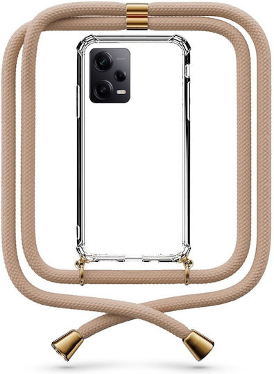 Husă Telefon Transparentă Cu Șnur Bej Xiaomi Redmi Note 12 Pro 5G