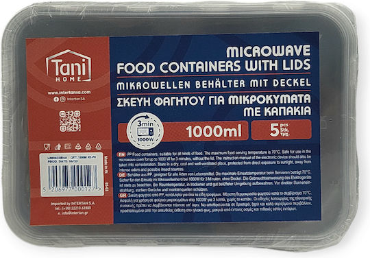 Tani Einweg-Plastikgeschirr Mikrowellen Transparent Deckel 1000ml 5 Stück 3-67060