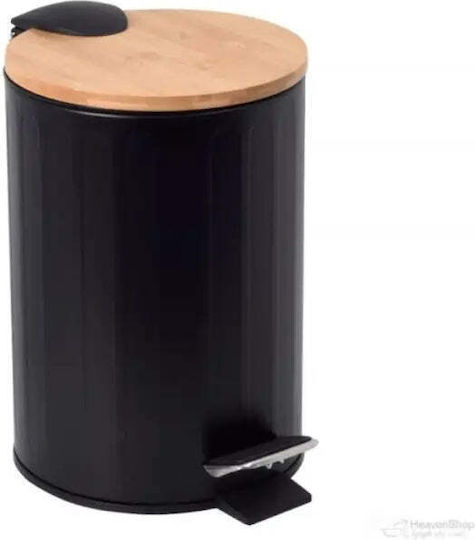 Bisk Bamboo Bathroom Bin 3l Black
