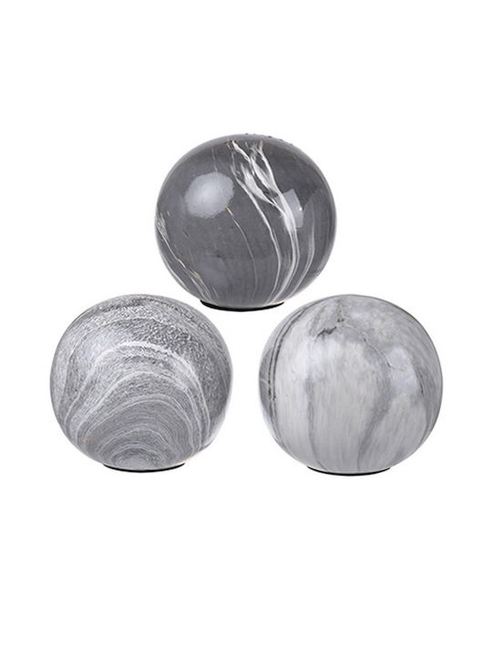 Artekko Marbleized Διακοσμητικές Κεραμικές Σφαίρες Γκρι Αποχρώσεις 10x10x9.5 Cm 3pcs