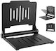 Scaun De Duș Rabatabil Montat Pe Perete Negru Oțel Inoxidabil Pp Max 180 Kg Dimensiuni Deschise 496 X 417 X 445 Mm