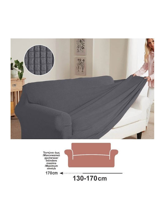 Elastic Cover for Double Sofa Suitable for Sofa with Armrests 130 170 Cm Gray