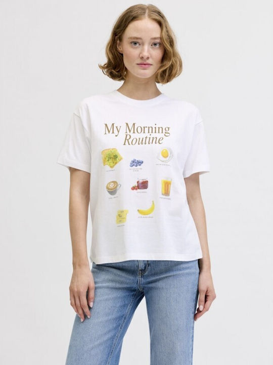Jack & Jones Γυναικείο T-shirt Bright White/mor...