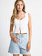 Women's Cotton Sleeveless Crop Top White FBL013-126-17