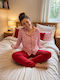 Relax Lingerie Καλοκαιρινό Γυναικείο Σετ Πιτζάμας Κόκκινο