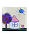 Cats and Houses Kinder Wandkunst auf Segeltuch 7x7cm