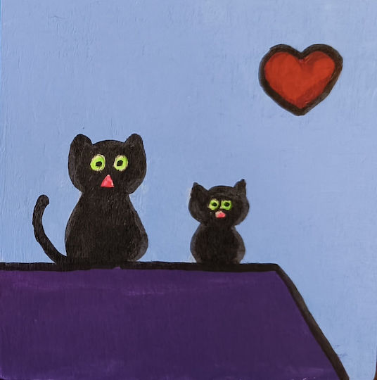 Cats and Houses Kids Wall Art Framed 10x10 cm
