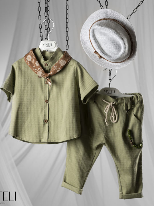 Vinte li Baptism Suit for Boy Green