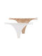 Ψηλόμεσο Γυναικείο String χωρίς Ραφές με Δαντέλα Ivory/beige