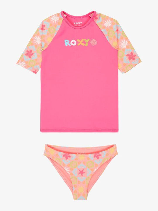 Roxy Plumeria Hippie Hour Diagonal Παιδικό Μαγιό Μπικίνι Πολύχρωμο