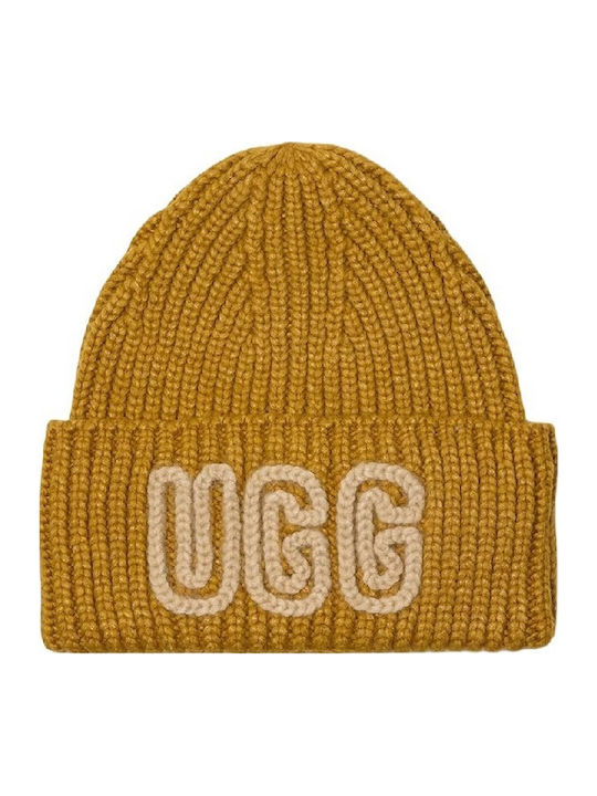 Chunky Beanie Γυναικείος Σκούφος με Rib Πλέξη σε Κίτρινο χρώμα