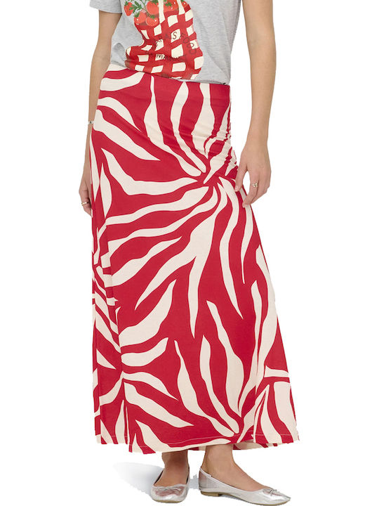 Only Maxi Damenrock Ecru- Rot