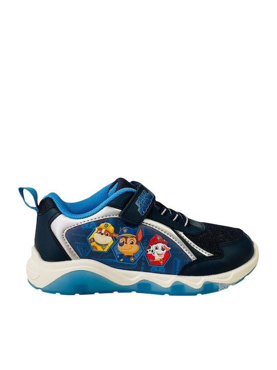 Paw Patrol Παιδικά Sneakers Ανατομικά με Σκρατς & Φωτάκια Μπλε