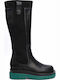 Women's Boots with Mid Heel & Elastic Green
