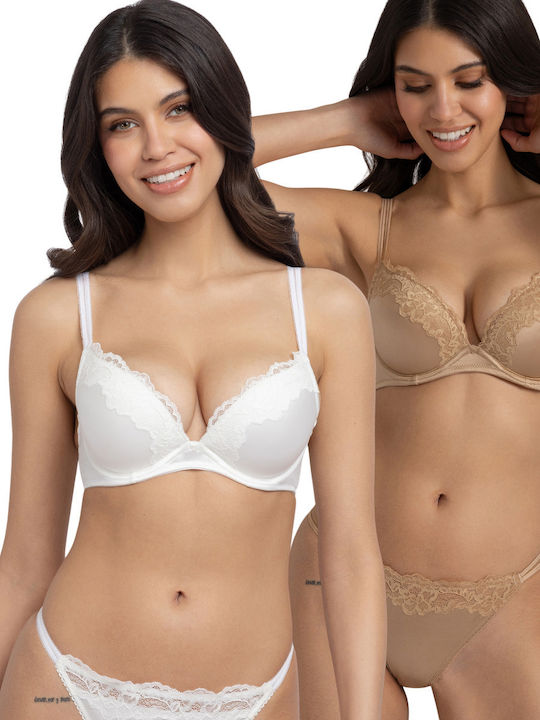 Ivory/Beige Bra for Plunge & Underwire