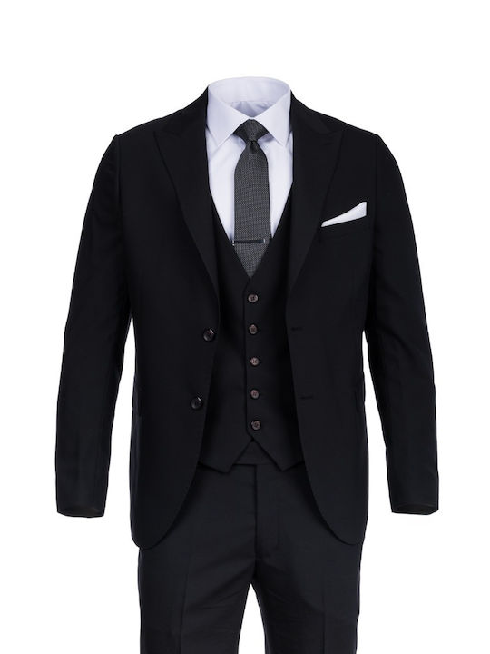 Massimo Dutti Ανδρικό Κοστούμι Με Γιλέκο Μαυρο Massimo Dutti Ανδρικό Κοστούμι Με Γιλέκο Μαυρο