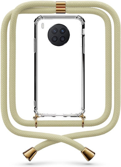 Transparente Handyhülle mit Nackenriemen Creme Huawei Nova 8i