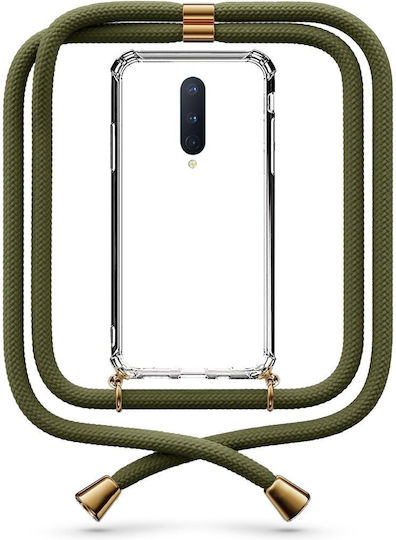 Transparente Handyhülle mit Nackenriemen Khaki für OnePlus 8