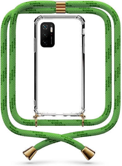 Калъф за мобилен телефон Прозрачен Каишка за врата Зелен Сив Xiaomi Poco M3 Pro