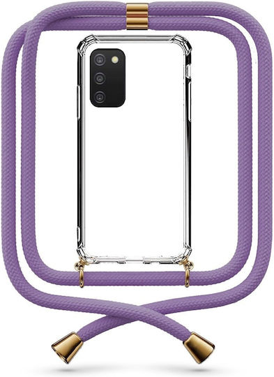 Transparente Handyhülle mit Lilac-Kordel für Galaxy A03s
