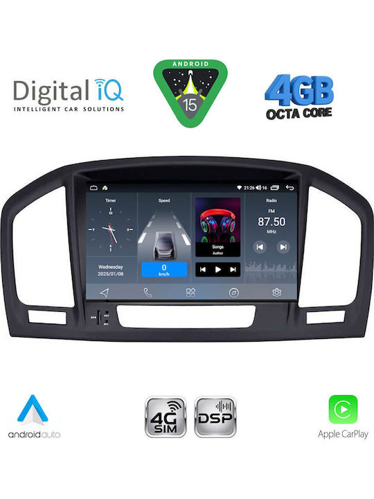 Digital IQ Auto-Audiosystem für Opel Insignia 2006-2012 Bluetooth USB Eingebautes Wi-Fi GPS Apple CarPlay Android Auto mit 8 Zoll Touchscreen