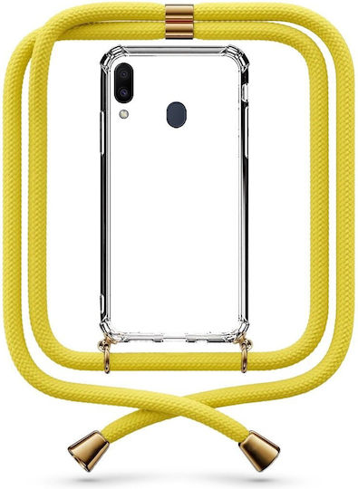 Husă Telefon Transparentă Cu Șnur Galben Galaxy M20