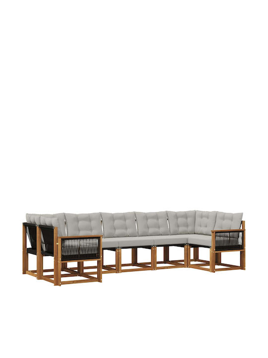 Ecksofa Outdoor-Hölzernes mit Kissen 304x128.5x...